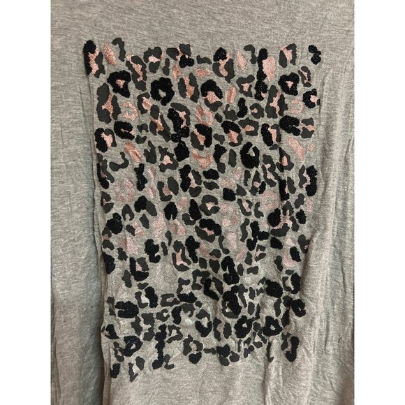 APT.9 XXL Gray Leopard Print T-Shirt With Short Sleeves & Round Neck - Picture 3 of 7